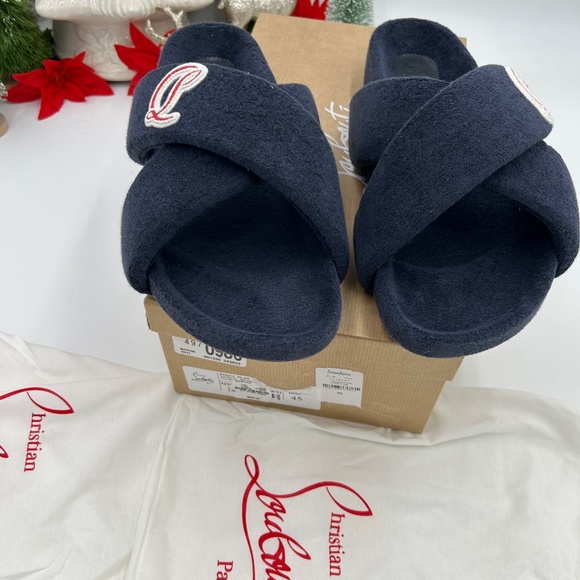 Men’s Christian Louboutin BIZZU cross strap, Terry cloth slide size 45 - Picture 9 of 11